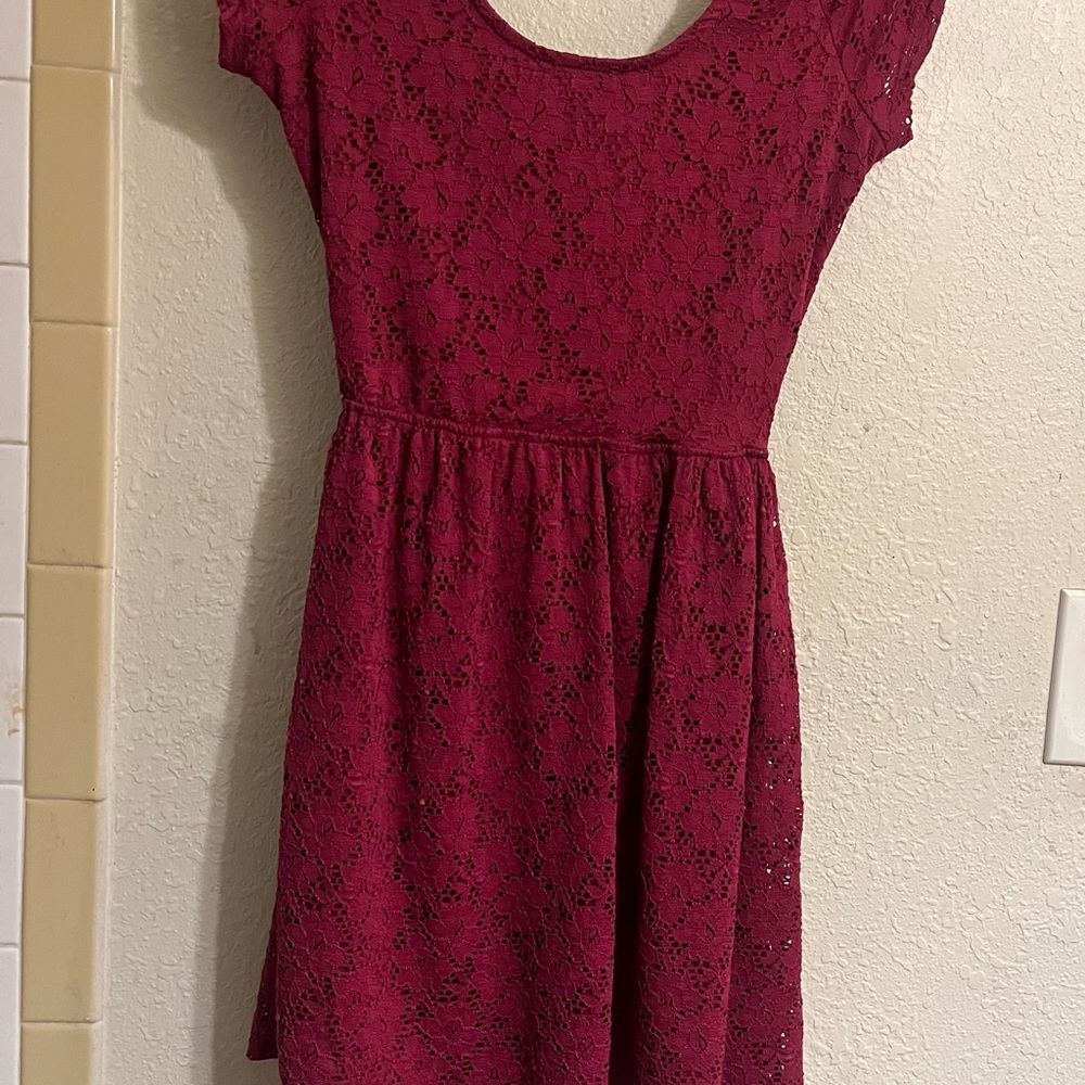 Elegant Burgundy Lace Kids Dress